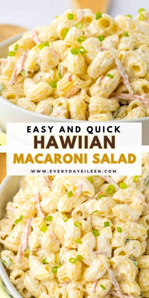 Enjoy our quick and easy Hawaiian Macaroni Salad. It id made with simple ingredients and just a few minutes for the most delicious homemade macaroni salad. A perfect side dish for any meal, pot luck, family gathering. A great recipe for the family for a make ahead pasta salad side dish. Hawaiian Pasta Salad Macaroni, Easy Hawaiian Potluck Dishes, Easy Hawaiian Macaroni Salad, Simple Macaroni Salad Recipe, Macaroni Pasta Salad Recipes, Hawaiian Pasta Salad Recipes, Quick Pasta Salad Recipes, Spam Pasta Salad, L&l Macaroni Salad Recipe