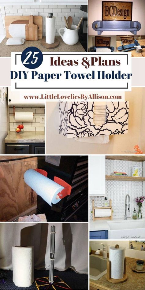 25 DIY Paper Towel Holder Projects For An Organized Space Farmhouse Paper Towel Holder Diy, Kitchen Paper Towel Holder Ideas Diy, Paper Towel Holder Ideas Diy, Kitchen Paper Towel Holder Ideas, Empty Frames Decor, Diy Paper Towel Holder, Unique Paper Towel Holder, Farmhouse Paper Towel Holders, Toliet Paper Holder