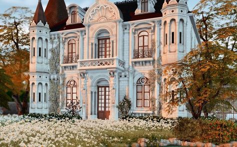 Maison des Fleurs - Hiuhiu_Sim's Ko-fi Shop - Ko-fi ❤️ Where creators get support from fans through donations, memberships, shop sales and more! The original 'Buy Me a Coffee' Page. Brindleton Bay, French Mansion, Outdoor Movie Theater, Sims 4 House Plans, Sims Ideas, Sims 4 House Design, Casas The Sims 4, Sims Building, Sims House Plans