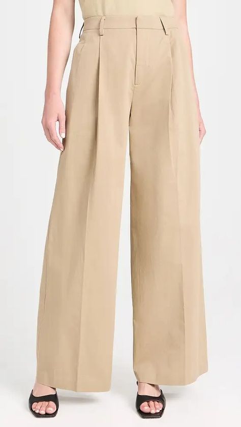 FRAME | Shopbop Pleated Wide Leg Pants, Khaki Pants Women, Garment Care Labels, American Brand, Japanese Cotton, Pleated Pants, Maxi Dress Blue, Latest Outfits, Wide Leg Denim