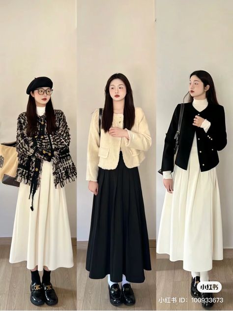 Formal Hijab Outfit Work, Spring Outfits Hijab, Asian Outfit Ideas, Elegant Hijab Outfit, Skirt Hijab Outfit, Long Black Skirt Outfit, A Line Skirt Outfits, Neat Casual Outfits, Outfit Korean Style