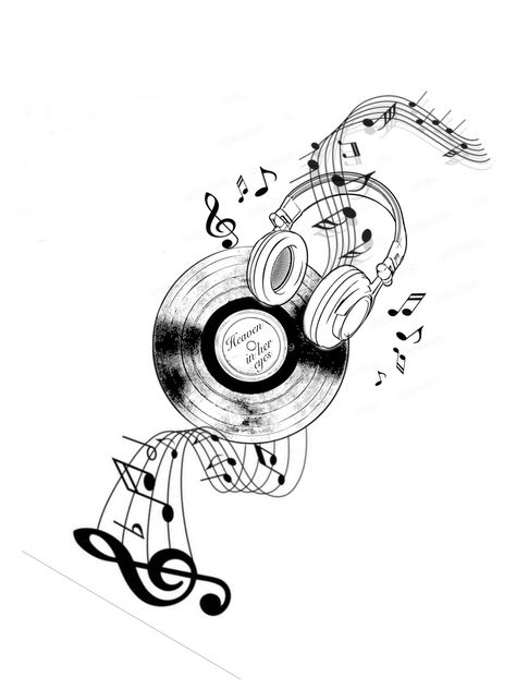 Music Outline Drawing, Music Tattoo Sleeve Woman Design, Music Is My Therapy Tattoo, Music Is The Answer Tattoo, Music Tattoo Designs For Guys, Music Producer Tattoo, Music Tattoo Men, Music Sketches Creative, Music Theme Tattoo