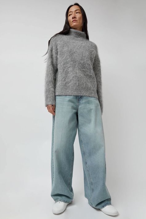 Fuzzy alpaca blend sweater. Super cozy turtleneck. Wide ribbed hem and cuff.