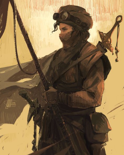 ArtStation - Desert Huntress, Sina Pakzad Kasra Desert Art, Fantasy Inspiration, Dieselpunk, Art Anime, Cthulhu, Dnd Characters, Character Portraits, A Drawing, Larp