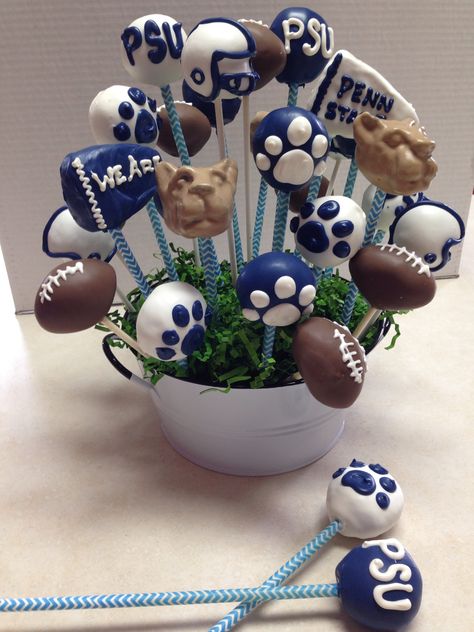 Penn State Party Ideas, Penn State Food Ideas, Penn State Tailgate Food, Penn State Cupcakes, Penn State Graduation Party, Penn State Cake, Penn State Decorations, Grad Treats, Tailgate Checklist