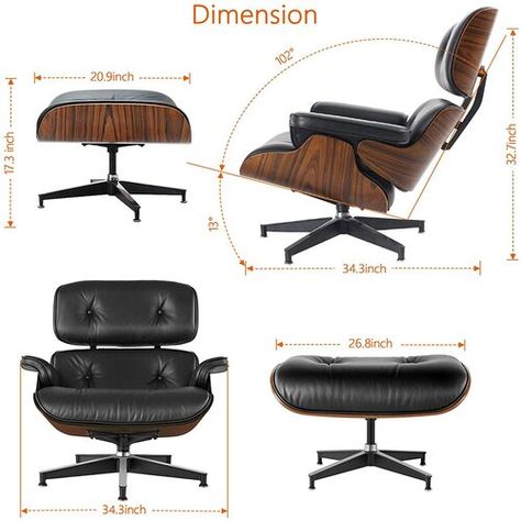 Eames Lounge Chair Replica, Charles Eames Lounge Chair, Poltrona Design, Lounge Chair With Ottoman, Lounge Chair Ottoman, Industrial Office Design, Mid Century Lounge, Mid Century Lounge Chairs, Chair With Ottoman