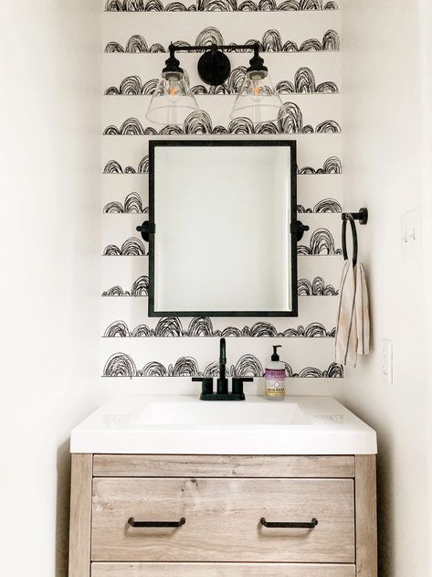 Sharpie Wallpaper, Sharpie Wall, Pen Doodle, Black Bathroom Mirror, Sharpie Paint Pens, Doodle Wall, Roommate Decor, Powder Bathroom, Matte Black Bathroom