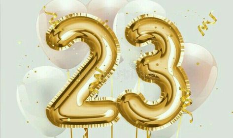 Happy Birthday 23, Rose Gold Cake Topper, Anniversary Background, 21st Birthday Cake Toppers, Surprise Birthday Decorations, Happy 23rd Birthday, Table Backdrop, Gold Foil Balloons, Confetti Photos