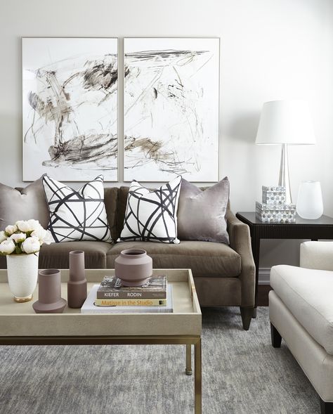 Toronto Townhouse Contemporary Living Room with Diptych Abstract Art Above Sofa by Alyssa Colagiacomo Interiors Contemporary Living Room Sofas, Living Room Art Above Couch, Contemporary Living Room Art, Contemporary Living Room Sofa, Art Above Couch, Modern Living Room Art, Beige Abstract Art, Feminine Living Room, Abstract Art Printable