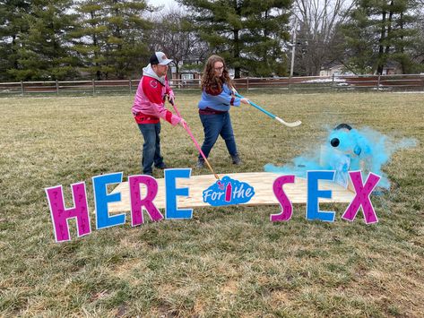 Hockey Gender Reveal, Unique Gender Reveal Party Ideas, Gender Reveal Unique, Gender Reveal Ideas, Reveal Ideas, Baby Reveal, Reveal Party, Baby Gender, Reveal Parties