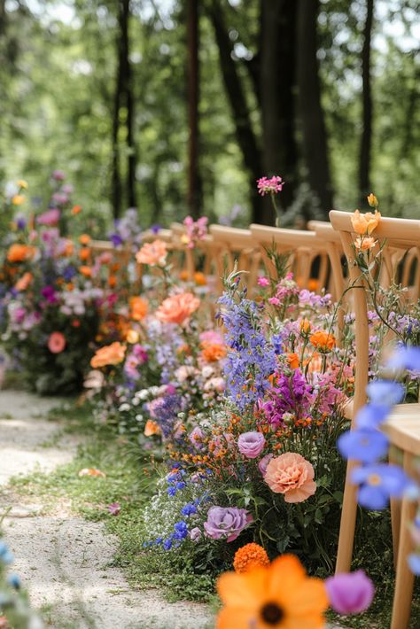 30+ Wildflower Wedding Themes to Create Your Rustic Fairytale Wildflower Wedding Spring, Early April Wedding, Spring Wedding Activities, Spring Wedding Mountains, Unique Wedding Aisle Ideas, Foraged Wedding Flowers, Cottagecore Wedding Colors, Simple Garden Theme Wedding, Spring Flower Wedding Decor