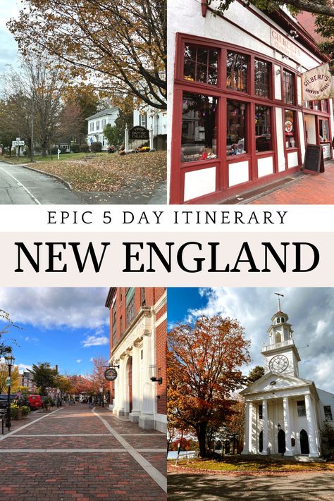 New England in the fall | 5 day New England itinerary | Best places to visit in New England | New England vacation ideas | Where to fly into, where to stay, what to do, & more! 5 Day New England Fall Road Trip, New England In October, New England Fall Itinerary, Best New England Towns In Fall, New England Things To Do, New England Itinerary, Summer In New England, New England In The Fall, New England Vacation