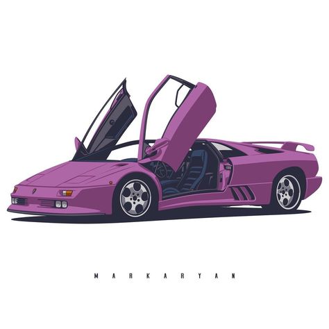 Lamborghini Illustration, Lamborghini Diablo Gtr, Lamborghini Diablo Se30, Lamborghini Art, Oleg Markaryan, Tattoo 2024, Car Poses, Cars Bikes, Car Artwork