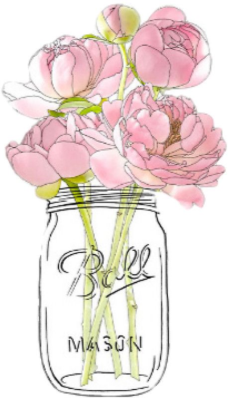 Flowers in Mason Jar Flower In A Jar Drawing, Flowers In Mason Jar Tattoo, Flowers In Jars Drawing, Drawing Mason Jars, Spring Watercolors, Mason Jar With Flowers Drawing, Mason Jar Stickers, Canvas Party, Iris Art