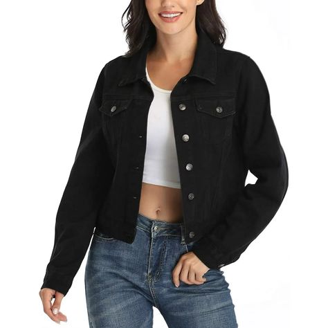 Best Affordable Denim Jackets for Women Over 50 - 50 IS NOT OLD - A Fashion And Beauty Blog For Women Over 50 Womens Cropped Jeans, Crop Jean Jacket, Jean Vintage, Jacket With Pockets, Jean Jacket Women, Blue Jean Jacket, Oversized Denim Jacket, Cropped Denim Jacket, Basic Long Sleeve