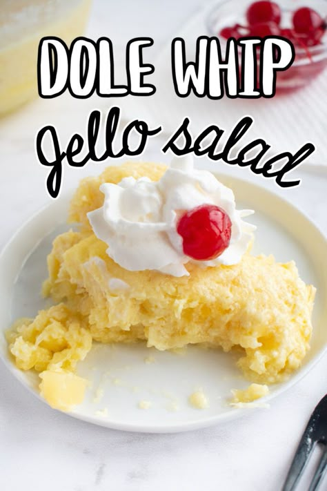 Pineapple Dole Whip Jello Salad - Make the Best of Everything Pineapple Jello Salad, Green Jello Salad, Pineapple Dole Whip, Pineapple Jello, Recipes With Cool Whip, Pineapple Sugar, Green Jello, Oatmeal Cranberry Cookies, Pumpkin Oatmeal Cookies