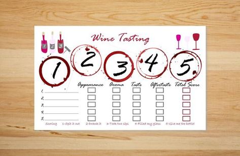 Wine Tasting Card, Blind Wine Tasting, Red Wine Stains, Wine And Cheese Party, Wine Tasting Events, Wine Pairings, Wine Party, Wine Tasting Party, Wine Stains