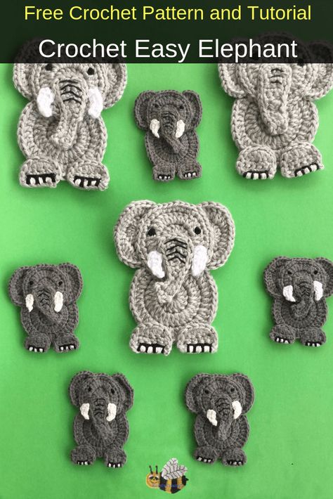 Crochet Elephant Applique, Lion Applique, Amigurumi Elephant Pattern, Applique Patterns Free, Crochet Applique Patterns, Crochet Elephant Pattern, Crochet Appliqué, Crochet Applique Patterns Free, Elephant Applique