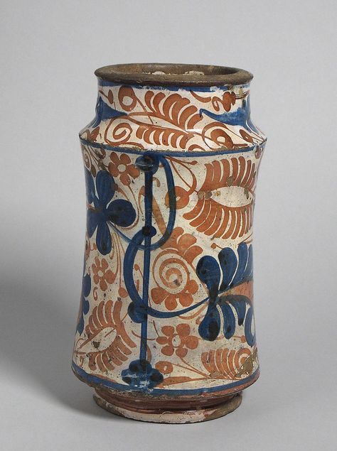 Pharmacy Jar | Spanish | The Metropolitan Museum of Art Spanish Pottery, Ancient Pottery, Antique Pottery, Colorful Ceramics, Valencia Spain, Apothecary Jars, Pottery Designs, 15th Century, Pics Art