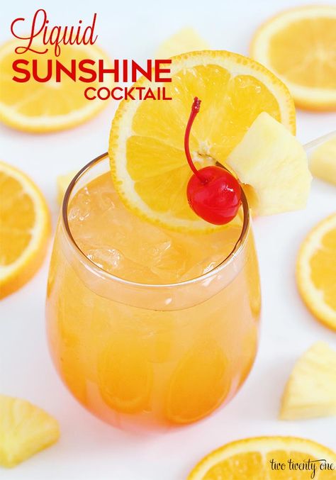 Liquid Sunshine Cocktail #cocktaildrinks #summerdrinks Sunshine Cocktail, Rum And Orange Juice, Popular Mixed Drinks, Orange Juice Cocktails, Orange Juice Drinks, Drink Recipies, Liquid Sunshine, Pinterest Food, Alcholic Drinks