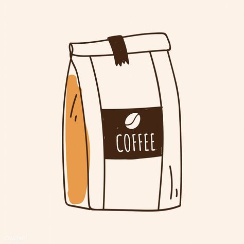 Bag of coffee beans icon vector | free image by rawpixel.com Coffee Bag Drawing, Bag Of Coffee Beans, Coffee Doodle, Coffee Icon, Coffee Drawing, Coffee Illustration, About Coffee, Coffee Stickers, Coffee Packaging