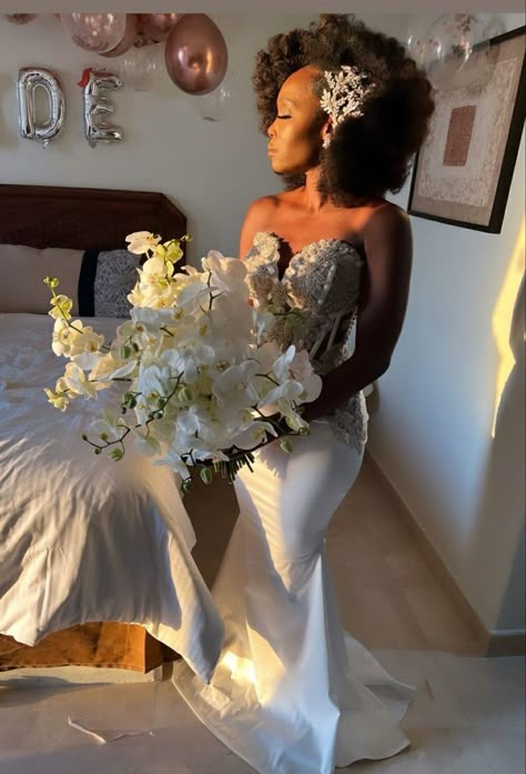 Natural Hair Wedding Styles Afro, Natural Bride Hair Black Women, Natural Hair On Wedding Day, Wedding 4c Hairstyles, Brides With Natural Hair, Black Bride Hairstyles Natural, Natural Hair For Wedding Black Women, Natural Hairstyles For Wedding Bride, 4c Bridal Natural Hairstyles