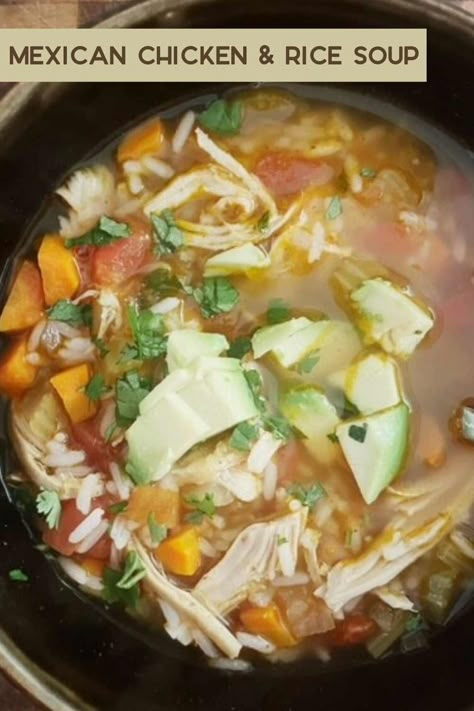 Mexican Soup With Rice, Mexican Rice Soup Recipe, Mexican Chicken Avocado Soup, Spanish Chicken And Rice Soup, Mexican Restaurant Chicken Soup, Chicken Soup Mexican Style, Authentic Mexican Chicken Soup, Mexican Chicken Soup With Rice, Chicken Tortilla Soup With Rice