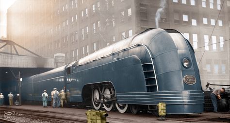 Arte Art Deco, New York Central Railroad, Streamline Moderne, Old Trains, New York Central, Old Train, Train Pictures, Art Deco Architecture, Vintage Train