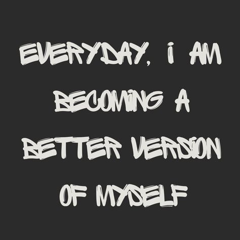 Daily affirmation with black background, Daily affirmation with bold words grey color. "Every day, I am becoming a better version of myself." Manifest your desires Black Manifestation, Male Affirmations, Rockstar Lifestyle, Better Version Of Myself, Bold Words, Better Version, Daily Affirmation, Words Of Affirmation, Positive Self Affirmations