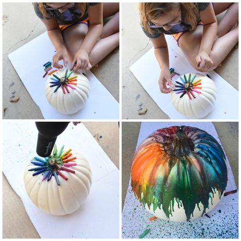 Crayon Pumpkin - Fall Colors | The Queen In Between Pumpkin Crayon, Colored Pumpkins, Diy Crafts To Do At Home, Pumpkin Projects, I Knew It, Diy Crafts To Do, Pumpkin Fall, Easy Craft, About Time