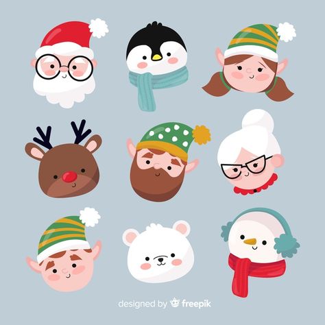 Hand drawn christmas avatar collection Free Vector | Free Vector #Freepik #vector #freechristmas #freemerry-christmas #freesanta-claus #freehand Christmas Avatar, Santa Claus Drawing, Hand Drawn Christmas, Christmas Doodles, Vector Christmas, Christmas Characters, Christmas Cartoons, Christmas Drawing, Christmas Illustration