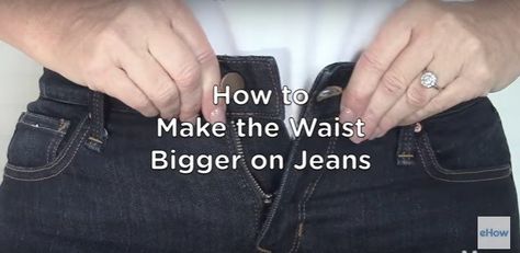 Video tutorial: Expand the waist on a pair of jeans Blankets Sewing, Jeans Repair, Revamp Clothes, Jeans Sewing, Sewing Alterations, Diy Jeans, Helpful Things, Sewing Clothing, Jeans Diy