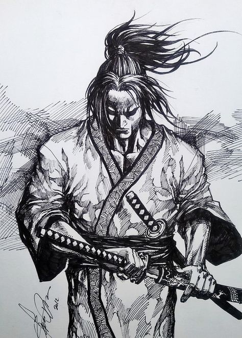 samurai by dikeruan on DeviantArt Samurai Drawing, Samurai Warrior Tattoo, Guerriero Samurai, Ronin Samurai, Samurai Tattoo Design, Arte Ninja, Samurai Wallpaper, Samurai Artwork, Miyamoto Musashi