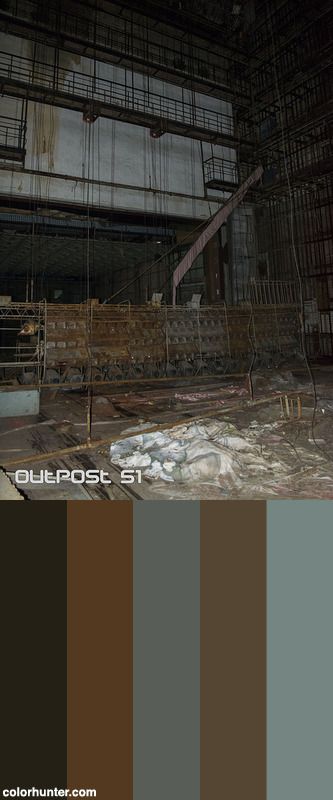 Chernobyl+And+Pripyat+Color+Scheme Dieselpunk Color Palette, Dystopian Color Palette, Cinema Palettes, College Inspiration, Military Color, Interior Design Programs, Color Schemes Colour Palettes, Color Reference, Character References