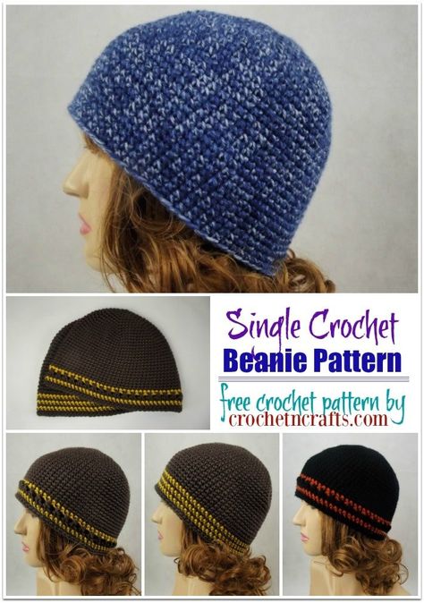 Single Crochet Hat Pattern Free, Single Crochet Beanie, Teaching Crochet, Edge Crochet, Crochet Hat Tutorial, Crochet Queen, Beanie Pattern Free, Crochet Beanie Pattern Free, Crochet Hat With Brim