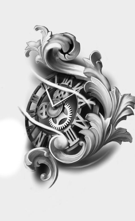 Clock With Filigree Tattoo Design, Tato Jam, Clock Tattoos, Celtic Tattoo Symbols, Watch Tattoo Design, Pocket Watch Tattoos, Filigree Tattoo, Clock Tattoo Design, Geometric Tattoo Arm