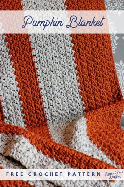 5 Blanket Crochet Patterns using Vanna's Choice Yarn - Rescued Paw Designs Crochet Tweed Blanket, Chevron Crochet Blanket Pattern, Pumpkin Blanket, Zig Zag Crochet, Crochet Blanket Chevron, Striped Crochet Blanket, Chevron Crochet, Crochet Blanket Pattern Easy, Fall Crochet Patterns