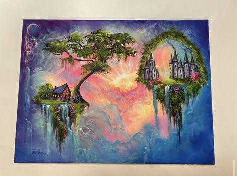 Acrylic Painting Canvas Step By Step Video Tutorials, Landscape Paintings Acrylic Step By Step, Joni Young Painting Tutorials, Magical Painting Ideas, Fantasy Acrylic Painting, Spring Artwork, Step By Step Acrylic Painting, Magical Paintings, Art Painting Tools