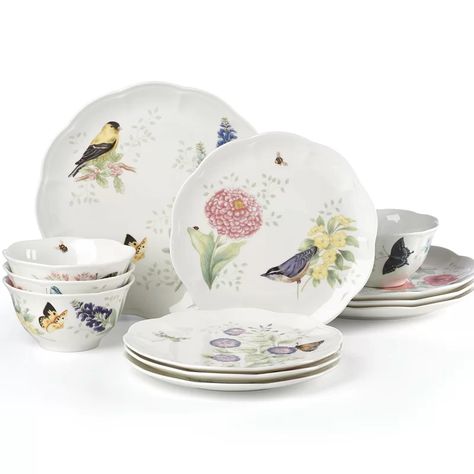 Lenox Butterfly Meadow Flutter 12 Piece Dinnerware Set, Service for 4 | Wayfair.ca Butterfly Meadow, Lenox Butterfly Meadow, White Dinnerware Set, Holiday Dinnerware, China Dinnerware Sets, Eastern Bluebird, White Dinnerware, Porcelain Dinnerware, China Dinnerware