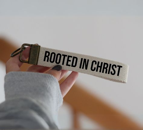 Rooted In Christ Key Fob - Christian Gift - Heat pressed vinyl - Material : Cotton webbing - Approx. length Including hardware: 1 x 6 inch - Production time: 1-3 business days - Made with lots of LOVE in Montreal,QC :) **Please note that the length of keychain & colors may vary slightly from photos. Thank you for visiting LoveySlimey Shop, if you have any questions or request please contact us ❤ Christian Gifts For Him, Bible Keychain, Joker Card Tattoo, Xmas Gift Guide, Rooted In Christ, Christian Accessories, Church Gifts, Bible Verse Gifts, Joker Card