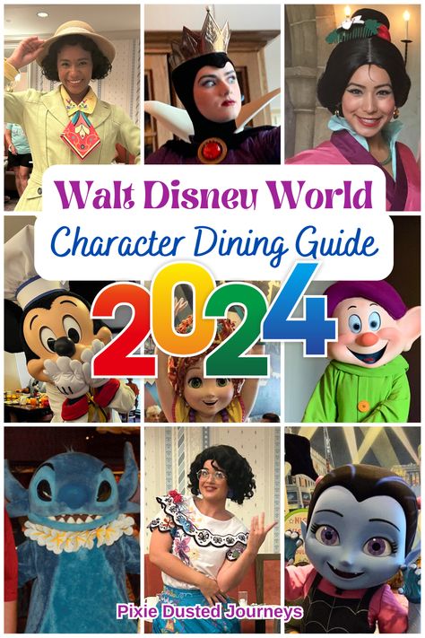 The ultimate guide to Disney World Character Dining 2024, Find out which characters are at each meal and my character meal tips. #disneydining #disneycharacters #disneytips Disney Character Dining 2024, Disney In December, Disney World Height Requirements 2024, Character Dining At Disney World 2024, Disney World Dining Plan 2024, Disney Character Meals, Character Dining At Disney World, Disney World Character Dining, Disney Character Dining