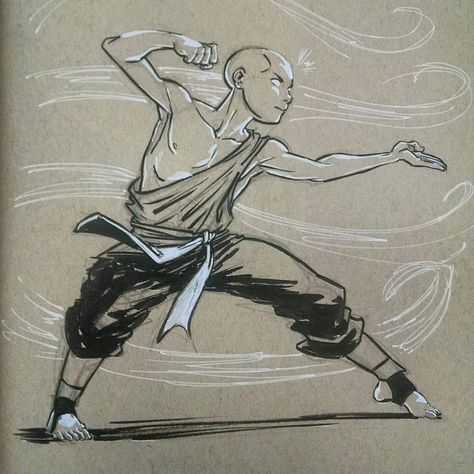 Air Bending Art, Aang Reference, Avatar Aang Drawing, Avatar The Last Airbender Sketch, Avatar Aang Tattoos, Aang Sketch, Avatar The Last Airbender Drawings, Aang Drawing, Avatar Doodle