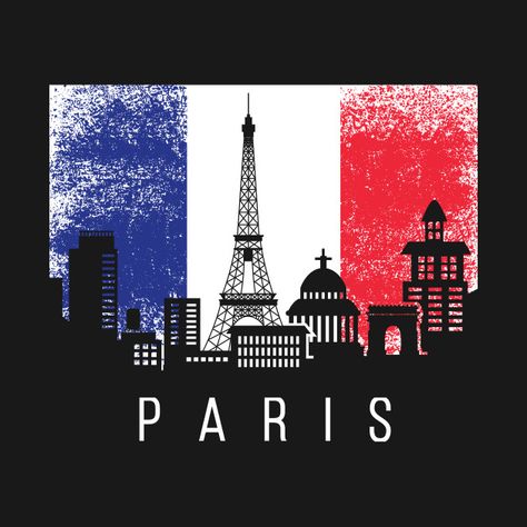 Check out this awesome 'Paris%2C+skyline%2C+france+flag' design on @TeePublic! Paris T Shirt Design, Paris Design Graphic, Paris Graphic Design, Kids Clothing Store Design, Pictures Of Flags, Logo Dental, Drunken Master, Typography Shirt Design, T-shirt Print Design