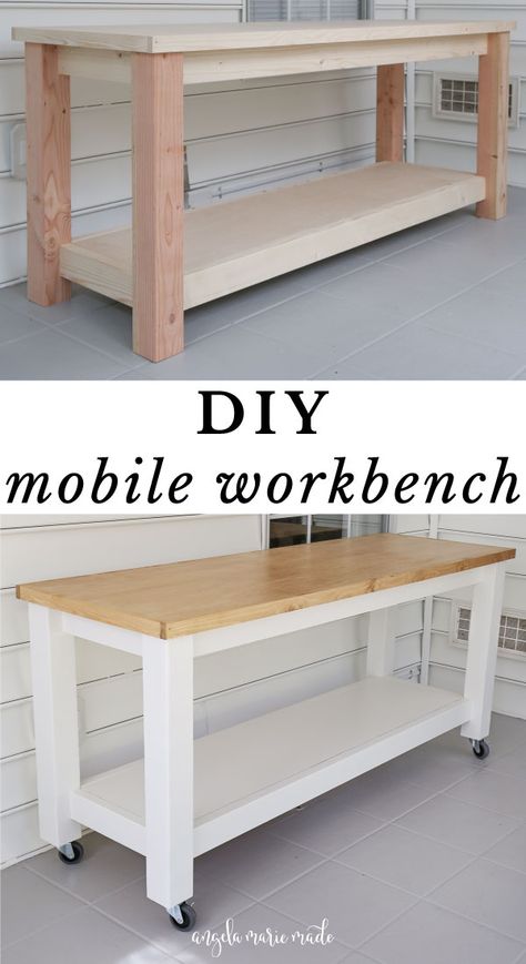 Diy Mobile Workbench, Workbench On Wheels, Rolling Workbench, Workbench Top, Building A Workbench, Workbench Designs, Workshop Diy, Mobile Workbench, Workbench Plans Diy