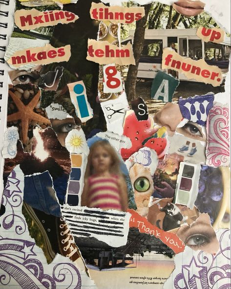 Magazine Clippings Aesthetic, Collaging Aesthetic, Grunge Magazine Aesthetic, Messy Scrapbook Aesthetic, Ripped Magazine Art, Magazine Collage Ideas, Aesthetic Newspaper Collage, Magazine Collage Aesthetic, Magazine Collage Art Mixed Media