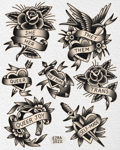 Ezra Tattoo, Tattoo Words, Neo Tattoo, Traditional Flash, Old School Tattoo Designs, Lowbrow Art, School Tattoo, Draw On Photos, Cute Diys