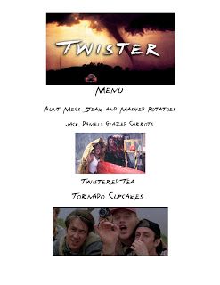 Twister Dinner Menu Sandlot Movie Night Dinner, Movie Dinner Theme Night Adult, Movie Themed Dinner Ideas Adult, Movie Themed Dinner Ideas, Themes Dinner Nights, Movie Dinner Ideas, Disney Movie Themed Dinner, Themed Dinners Ideas, Movie Themed Dinner