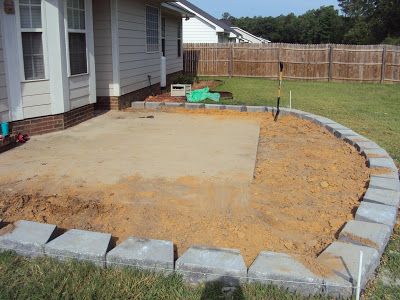 Portly Groundskeeper: Summer Project: Paver Patio Extending Concrete Patio With Pavers, Patio Around Tree, Pavers Patio Ideas, Porch Details, Pavers Walkway, Paver Patio Ideas, Pavers Patio, Outdoor Enclosure, Magnolia House