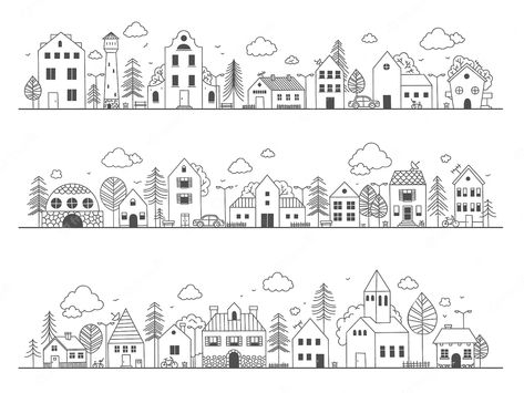 Doodle Buildings, Vector Doodle, Hand Doodles, Baby Play Activities, Town Street, Creative Classroom, House Vector, Block Party, Christmas Jumper