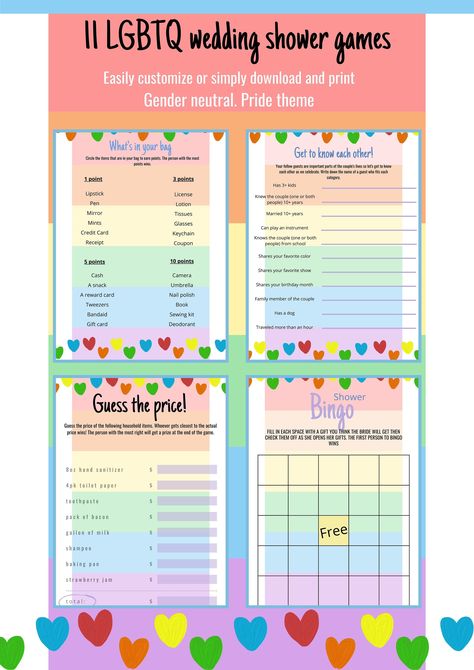 Couple Shower Games, Wedding Shower Themes, Couples Bridal Shower, Anniversary Sign, Wedding Shower Games, Lgbt Wedding, Wedding Shower Favors, Rainbow Wedding, Bachelorette Party Games